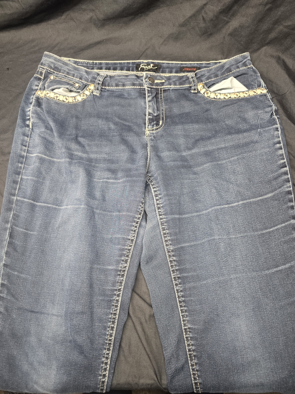 Earl Jean Women’s Size 12 Y2K Cargo Jeans Embellished Rhinestone Bling Pockets